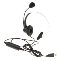 GHSHOP 콜 센터용 4x 컴퓨터 USB 모노 헤드셋 오버헤드 헤드폰, 2m, 와이어, 블랙
