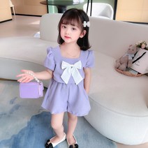 리본 유치원 등원룩 여아 유아동 여름 상하복 세트 바지 자매룩