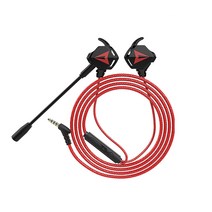 인이어 게임용 이어폰 3.5mm 유선 휴대 전화 이어 버드 마이크가있는 휴대 전화 헤드셋, 블랙 레드