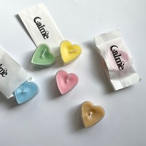 하트티라이트캔들 귀여운 컨테이너캔들 집들이선물 친구선물 향초 답례품 인테리어, 그린, 유자&씨솔트