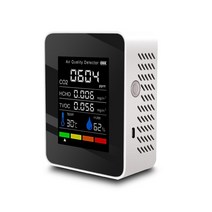 공기측정기 공기질측정기 온습도계 다기능 5 in1 co2 meter 디지털 온도 습도 테스터 이산화탄소 co2 tvoc hcho 감지기 공기 품질 모니터, 3-하얀