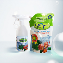 [KEWS] 클린플러스 뿌리는 과일 야채 세정제 본품 500ml + 리필 1.2L, 본품 1개+리필 1개