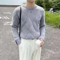 다이아 격자 롱 캐시미어 오버핏 남자 니트 가디건 카라 송지오 빅사이즈 가을 정장 체크 숄