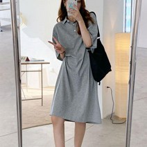 봄 여름 키큰여자코디 임산부원피스 이지캐주얼원피스 카라 배색소매원피스 롱 원피스쇼핑몰 여성 임부복원피스 집 하객룩 휴양지원피스