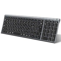 iClever 키보드 Bluetooth 일본어 JIS 배열 3대 동시 접속 가능 숫자 키패드 풀 사이즈 초박형 무선 키보드 정음 설계 충전식 랩톱 PC iPad용 Windows M, 기본, 그레이 블랙, 단일