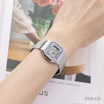 카시오 여성 전자 레트로 메탈 손목 시계 레시네스