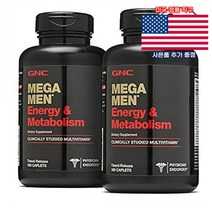 GNC 메가맨 에너지 메타볼리즘 180정 2통 대용량 남성용 Mega Men Energy 미국 직구 사은품 추가증정
