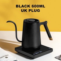 커피포트 드롱기 커피드립퍼 핸드드립주전자 커피머신 timemore smart mini fish electric pour over 주전자 600ml 220v gooseneck, 블랙 600ml 영국 플러그
