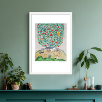 [그림닷컴] 제주생활의 중도 (150 Editions) Green Tree 이왈종 판화 액자추가가능, (원목)우드화이트