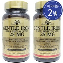 Solgar 솔가 젠틀 아이언 25mg 베지터블 캡슐 180정 2개 Gentle Iron Vegetable Capsules