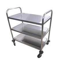 식당용 스텐 카트 트롤리 2단 3단 회수 밀차 업소용 쟁반 서빙 운반카, 06 (스테인리스)3단소형