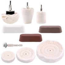 10 PC 버핑 패드 연마 휠 키트 1/4 인치 핸들 매니 폴드 알루미늄 스테인레스 스틸 크롬 용, 하나, 하얀