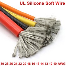 1M/5M 내열 케이블 30 28 26 24 22 20 18 16 15 14 13 12 10 AWG 울트라 소프트 실리콘 와이어 고온 플렉, 02 Black_01 5 Meters_13 10AWG