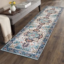 Aopota Moroccan Hallway Runner Rug Thin Vintage Washable with Rubber Backing Long Floor Non Slip Low