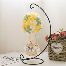 열기구 수면등 침대 벙커침대 DIY 모빌 아이방꾸미기 아기방꾸미기, 삼색털실꽃+토끼+철골