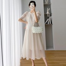 만삭촬영 원피스 임산부 드레스 주수원피스 의상 기질 패션 부드러운 고체 2022 새로운 여름 출산 드레스