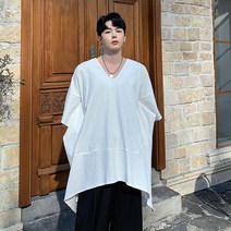 남성 반팔 티셔츠 여름 일본 식 티셔츠 남성 박쥐 소매 패션 브랜드 심 플 여름 개성 넓 은 반팔 헐렁 한 브 이 넥 상의 트 렌 드