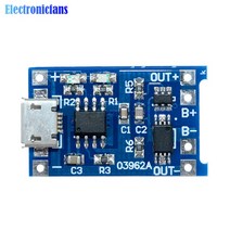 배터리 잔량마이크로 USB 5V 1A 18650 TC4056A 리튬 배터리 충전기 모듈 교체 듀얼 기능 Led 표시기 전원, 한개옵션1, 한개옵션0