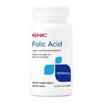GNC 지엔씨 엽산 1000mcg 100캡슐, 1통, 1000mcg 100정