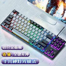 컴퓨터키보드 H87 실제 기계식 키 녹색 축 유선 컴퓨터 노트북 외부 사무실 전자 게임 9 종류의 RGB 조명, [03] black-grey, [01] 블루 스위치, 01 블루 스위치, 03 black-grey, 한개옵션2