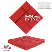 방음재 흡음재 방음스펀지 어쿠스틱 스튜디오 폼 버섯 웨지 타일 방음 벽 패널 고밀도 피스, 45.Red - High Density-24 Pcs W