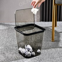 투명 예쁜쓰레기통 침실 쓰레기통 화장대용 화장실 카페 아크릴, 그레이 뚜껑