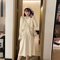 임산부출근룩 겨울 트위드 조끼 니트 원피스 예쁜 직장맘옷 임부복 임신복 오피스룩 데일리룩