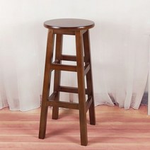 간단조립식 라운드바 원목 의자 60cm 다크브라운, 없음