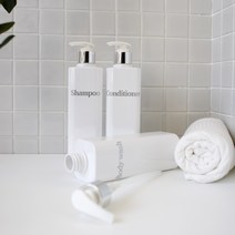 부르크 사각 500ml 욕실 디스펜서 샴푸통, 투명 실버, HAIR SHAMPOO