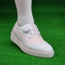 여성 클래식 소가죽 다이얼 보아 골프화 4cm 스파이크리스 화이트 윙팁 통굽 클리퍼 슈즈 골프슈즈