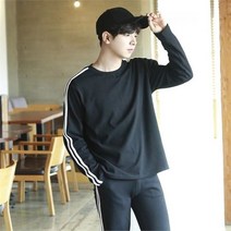키작은남자 더블라인 라운드 티셔츠