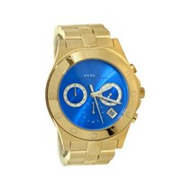 마크 제이콥스 MBM3307 블레이드 블루 크로노 날짜 다이얼 골드 스틸 밴드 여성 시계 새 제품 명품 패션시계