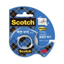 3M 스카치 벽면 부착 재접착 월세이프 디스펜서 리필 테이프 183 19mm x 16.5m, 기본