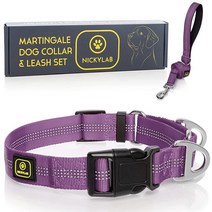 NICKYLAB - Martingale 대형견용 개 목걸이 - 목줄 (보너스) - 라지 엑스트라 라지 (XL 블랙), Purple