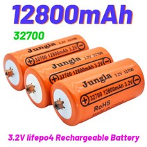 차량용배터리 인산철시동배터리 인산철배터리 내구성 32700 12800mah 3.2v lifepo4 충전식 배터리 전문 리튬 철 인산염 전원 배터리 (나사 포함), 2개