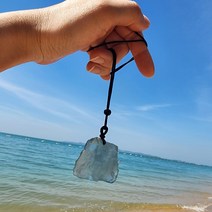 아쿠아 마린 루스 스톤 펜던트 매듭 끈 목걸이 남친선물 우정 커플 팬던트 남자