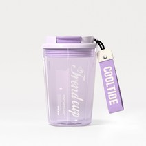 코카콜라 동종 커피잔 대용량 여학생 고안료 휴대용 컵 학생 물컵 선물 도매, 자주색, 450-500ml