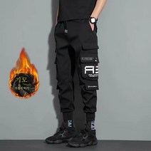 DFMEI 기모 겨울 카고 팬츠 남자 멀티 힙스터 팬츠 운바지를 추스르다