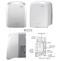 핸드드라이어 HTM-357 +욕실세척장갑 1세트 전자동 냉풍 온풍 초고속 건조 2중 항균필터 적외선 자외선 내부 살균 손건조기 한국타올