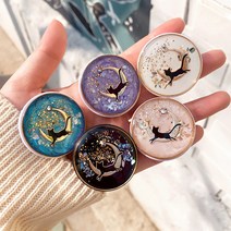 문크리스탈 레진 자개 펄 큐빅 고양이 핑거 그립 스마트톡 톡 홀더, 블루