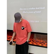 100% 순면 하이 스트리트 루즈핏 반팔 남 커플 여름 반팔 티셔츠