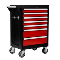 서랍형 중장비 수리 도구 카트 이동형 하드웨어 도구 상자 부품카트, 7개의 서랍 빨간색과 검정색