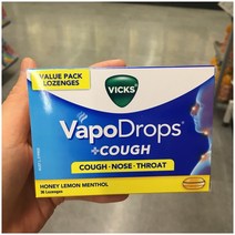 Vicks Vapodrops cough Honey Lemon Menthol 빅스 베이포드롭스 기침 멘솔 허니 레몬맛 목캔디 36개입x2팩, 1개