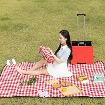 할메이드 감성 피크닉 캠핑 돗자리 매트, 대형-레드