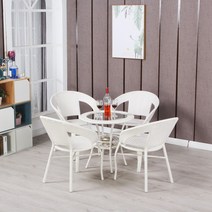 라탄티테이블 베란다 테라스 의자 세트 라탄티테이블 베란다 테라스 의자 세트, A, F.의자 4개와 테이블 1개  황백색  무료 방석