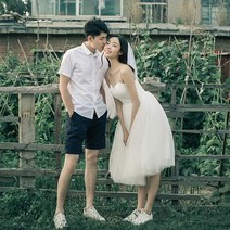 셀프웨딩 드레스 오프숄더 피로연 스튜디오 심플 사진