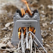 캠핑 백패킹 화목난로 휴대용 소형스토브 초경량 장작, 소형 티타늄로(사각도어)