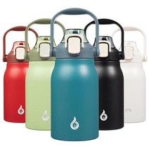 BJPKPK 빨대가 있는 스테인리스 스틸 워터 보틀 레드 35온스 포함 168180, 35oz, 35oz라이트블루