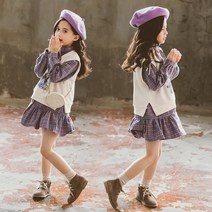 [삐삐네옷가게] 여아 주니어 포니체크 셔츠형 원피스 봄가을 초등학생 조끼형