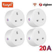 지그비 zigbee smart plug 20a uk power strip mini 콘센트 무선 소켓 with energy monitor compatible with alexa, 4개